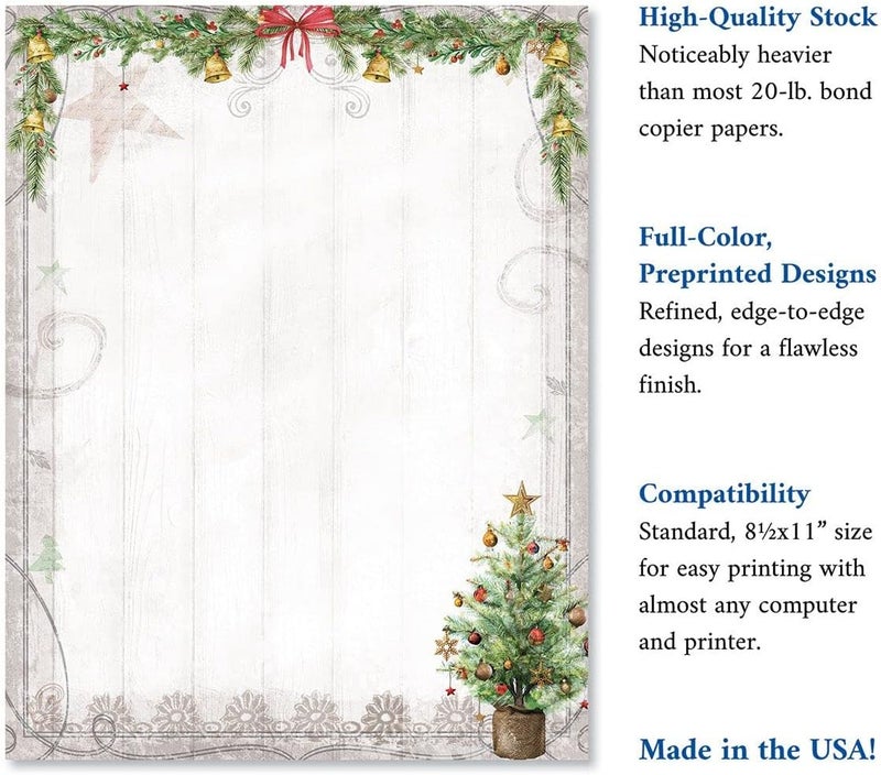 Current Tiny Trees Holiday Letter Paper - Set of 25 Christmas stationery papers are 8 1/2" x 11", compatible computer paper - Image 4